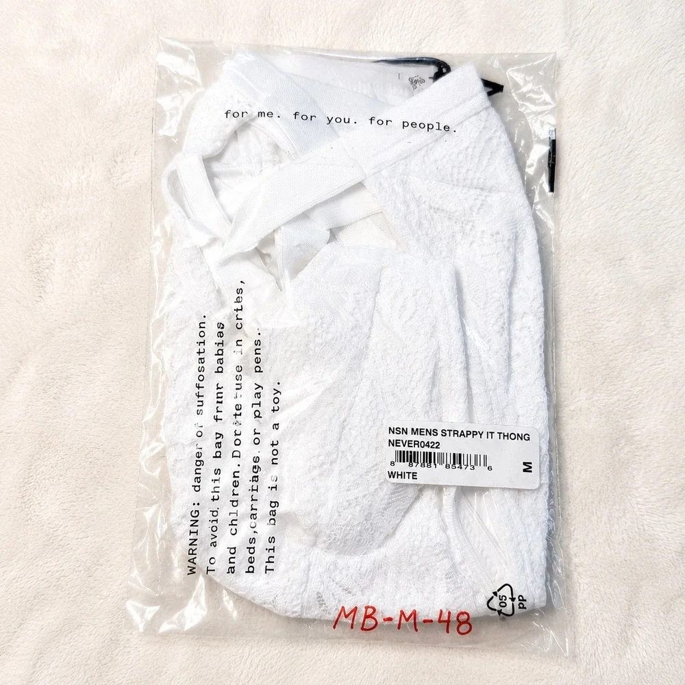 COSABELLA Never Say Never Strappy It Men's‎ Lace Thong White - Size M / NWT
